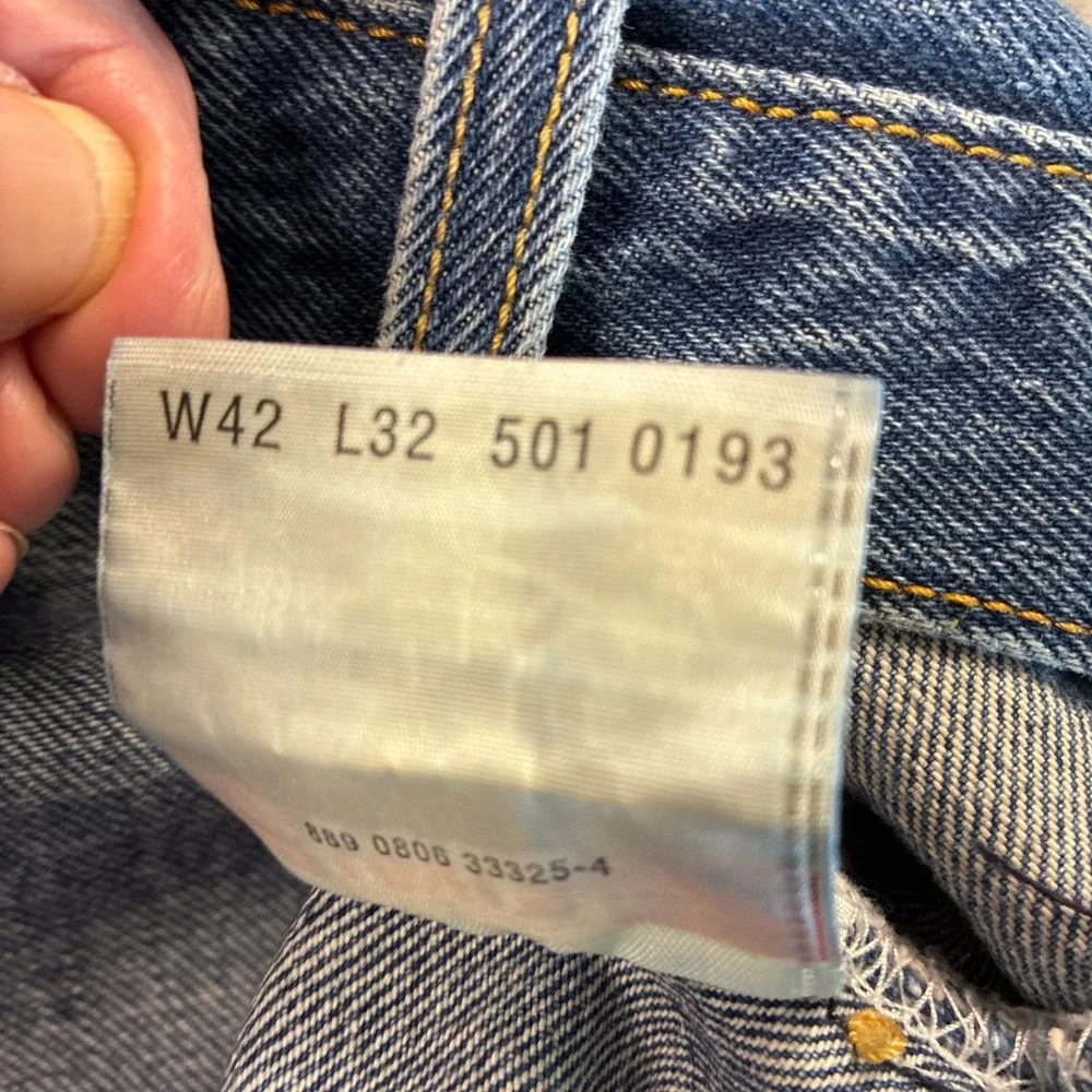 Levis 501 Original Fit Jeans Men's 42x32 Blue Denim Button Fly Straight Leg
